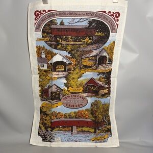 KayDee Designs VTG New England Covered Bridges Souvenir Linen Towel NWT